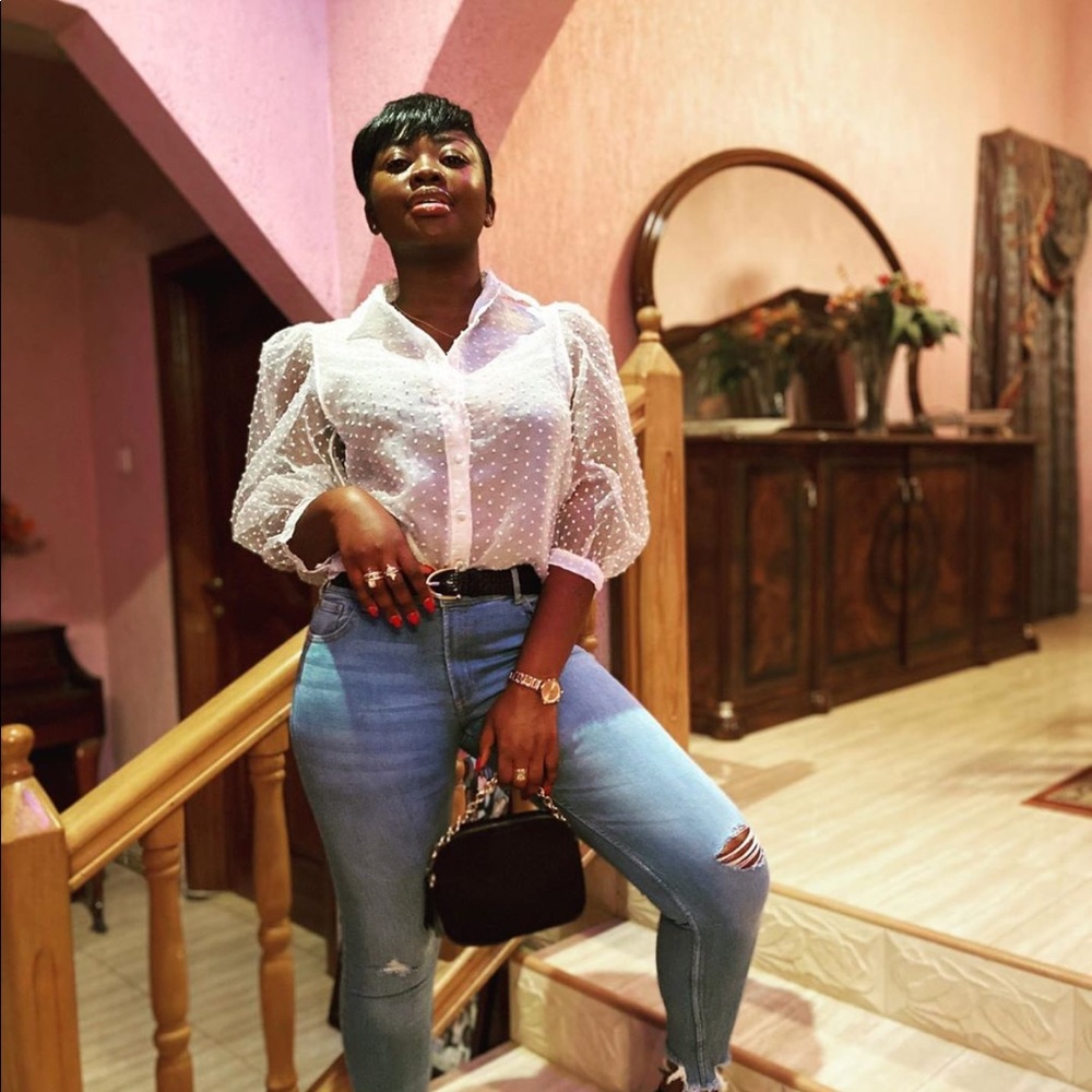 Polka dot white blouse